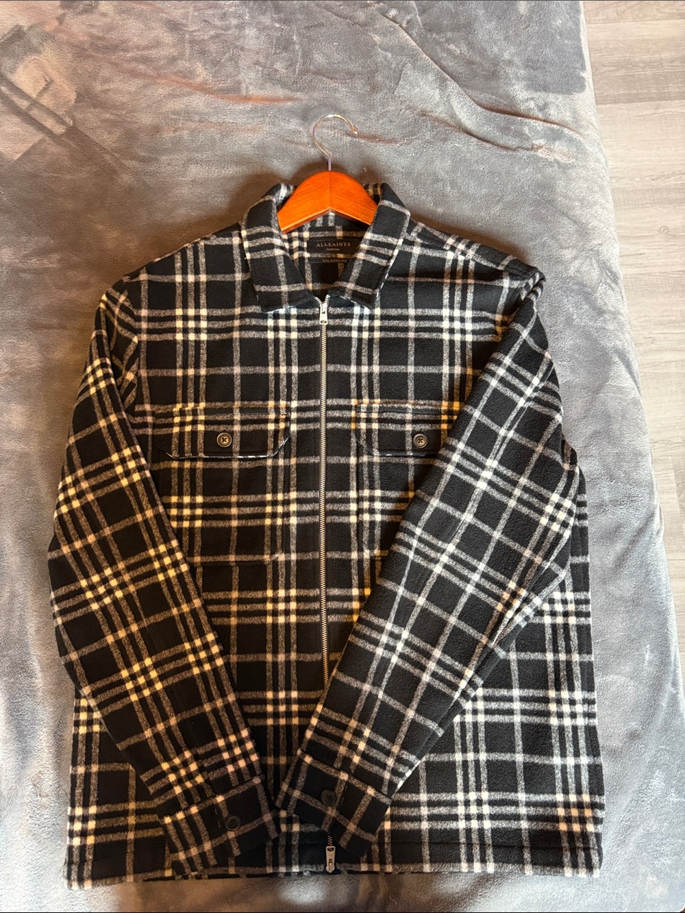 AllSaints Black and White Plaid Jacket